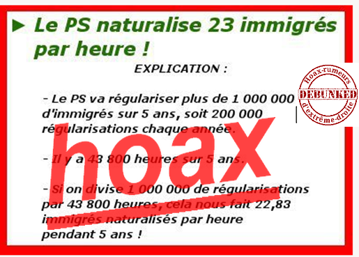 hoax naturalisation 23 immigrés par heure
