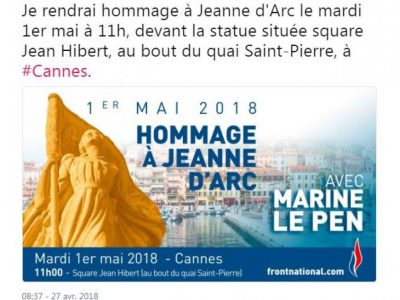Hommage Jeanne d'arc, 1er mai, FN