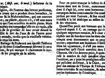 Article de Diderot sur les juifs dans l'Encyclopédie 