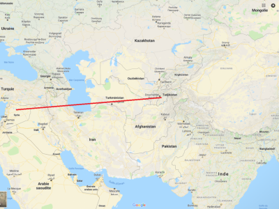 Distance Syrie/Tadjikistan: 3000km