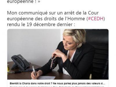 Twitt de MLP sur l'arrèt de la CEDH