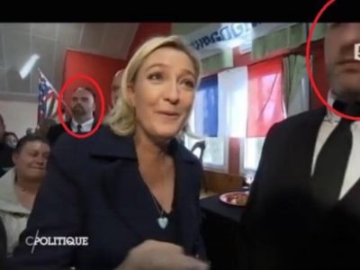 Marine le Pen et ses gardes du corps néo nazis