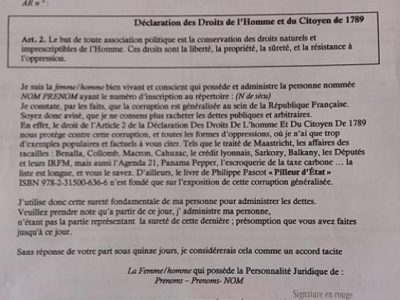 Document modèle de contestation. 