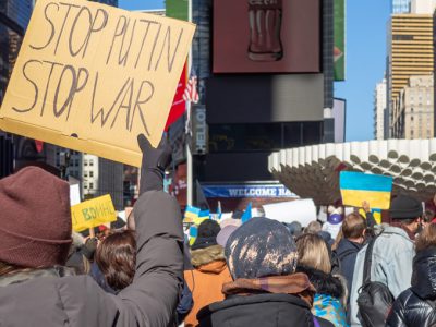 Photo manifestation anti impérialisme Russe à New York