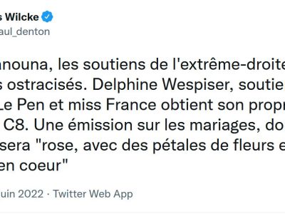 Twit de Nils Wilcke à propos de Delphine Wespiser