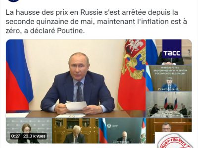 inflation zéro selon Poutine