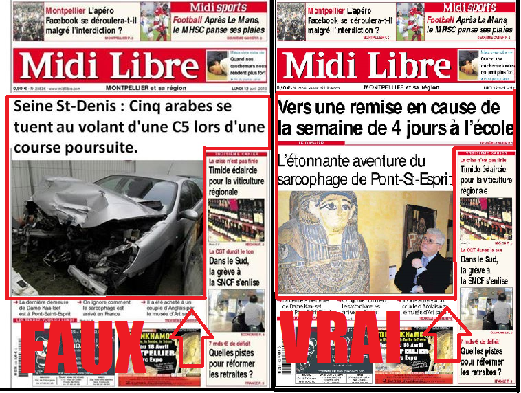 Une du journal trafiquée par la fachosphère