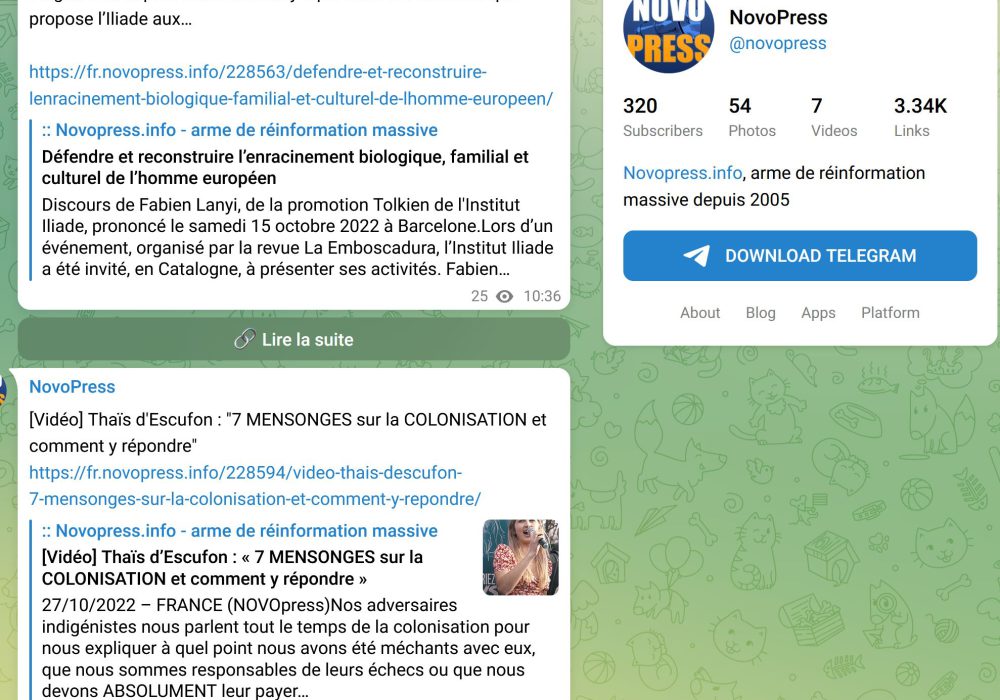 capture compte telegram novopress