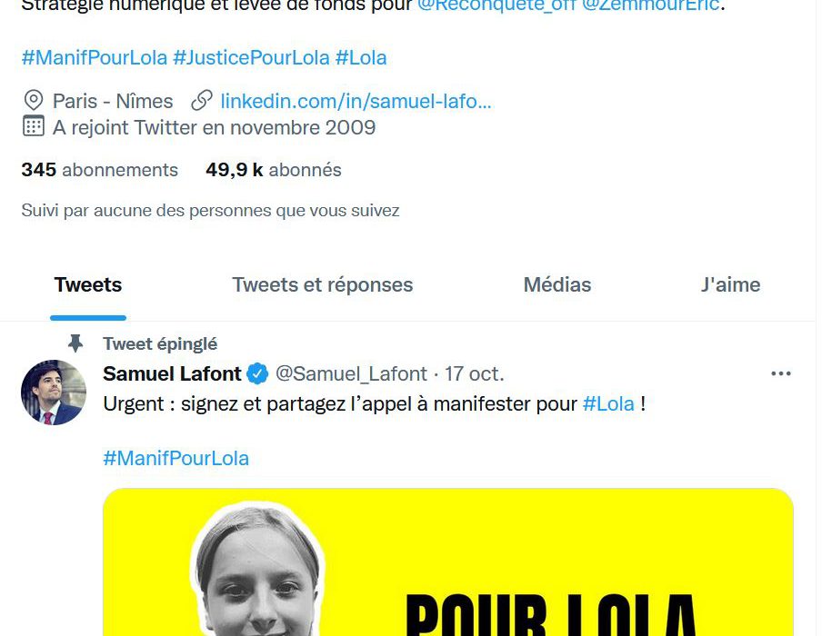 capture twitter samuel lafont affaire lola