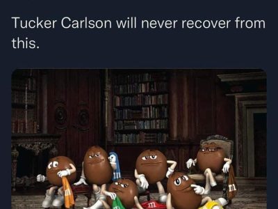 meme m&ms tucker carlson 