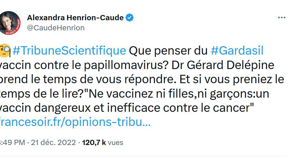 capture twitter Henriot caude papillomavirus