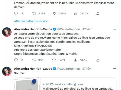 capture twitter Henriot caude école macron