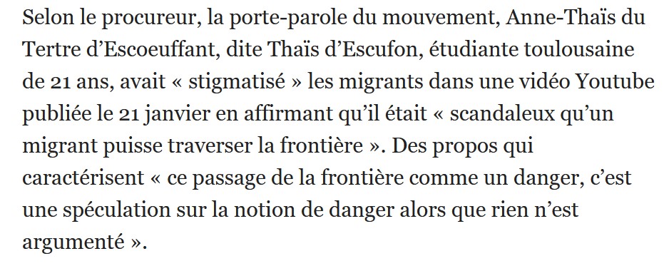 Capture d'écran Thaïs d'Escufon condamnation injure publique