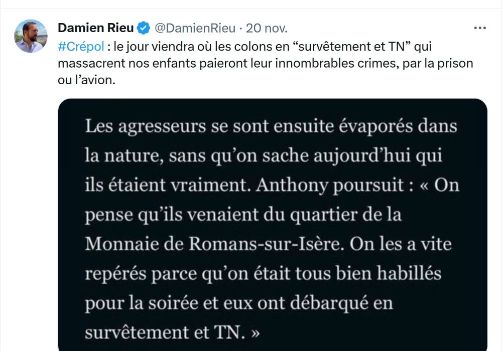 capture twitter Damien Rieu Crépol 4