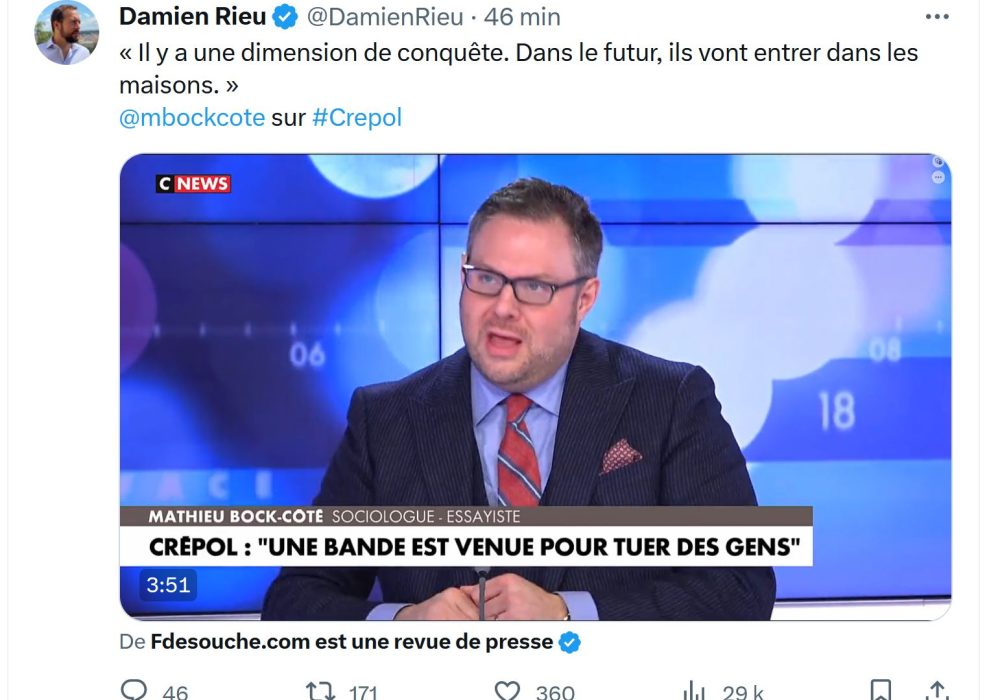 capture twitter Samuel Lafont Crépol 1 mathieu bock côté