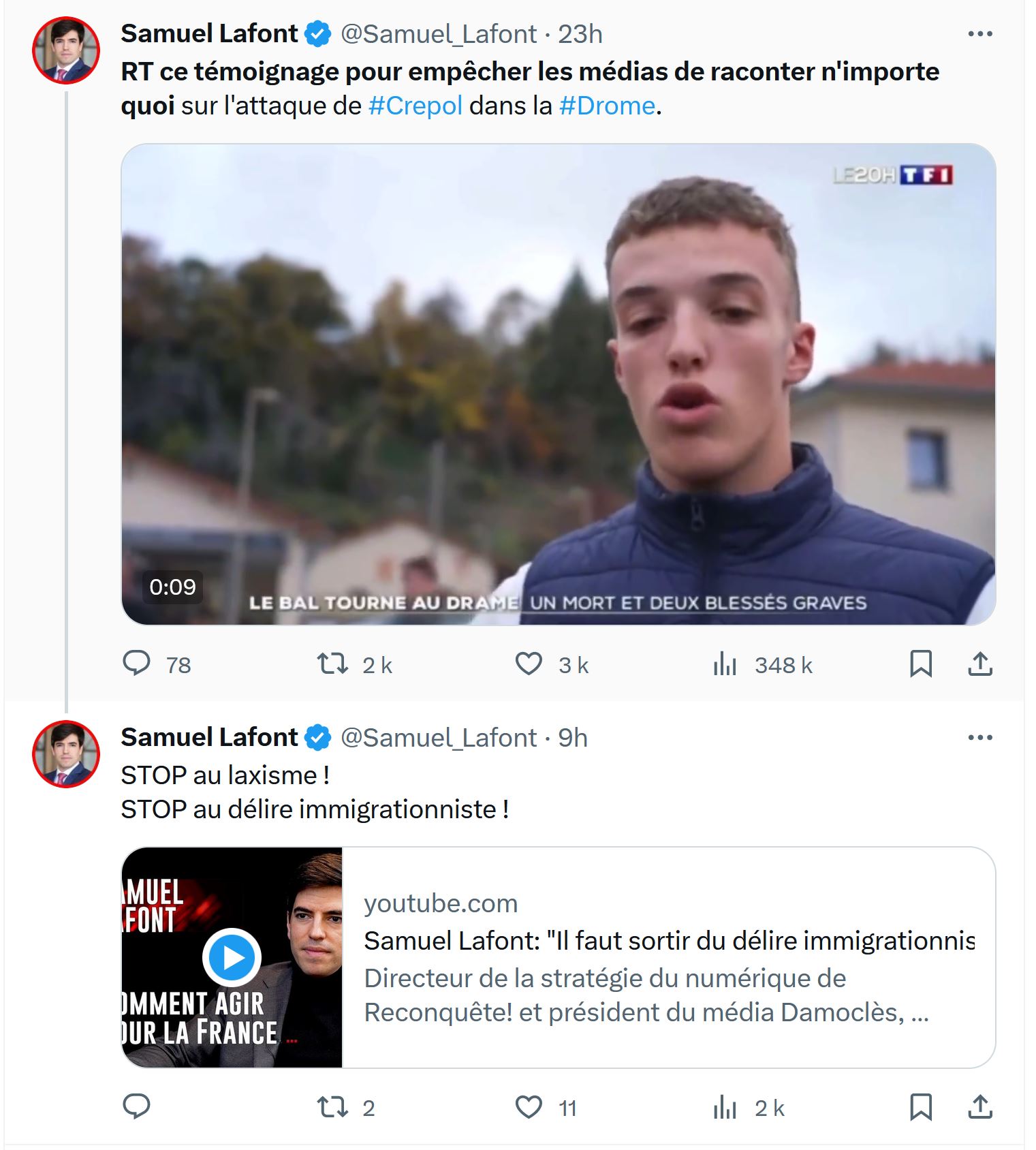 capture twitter Samuel Lafont Crépol 4