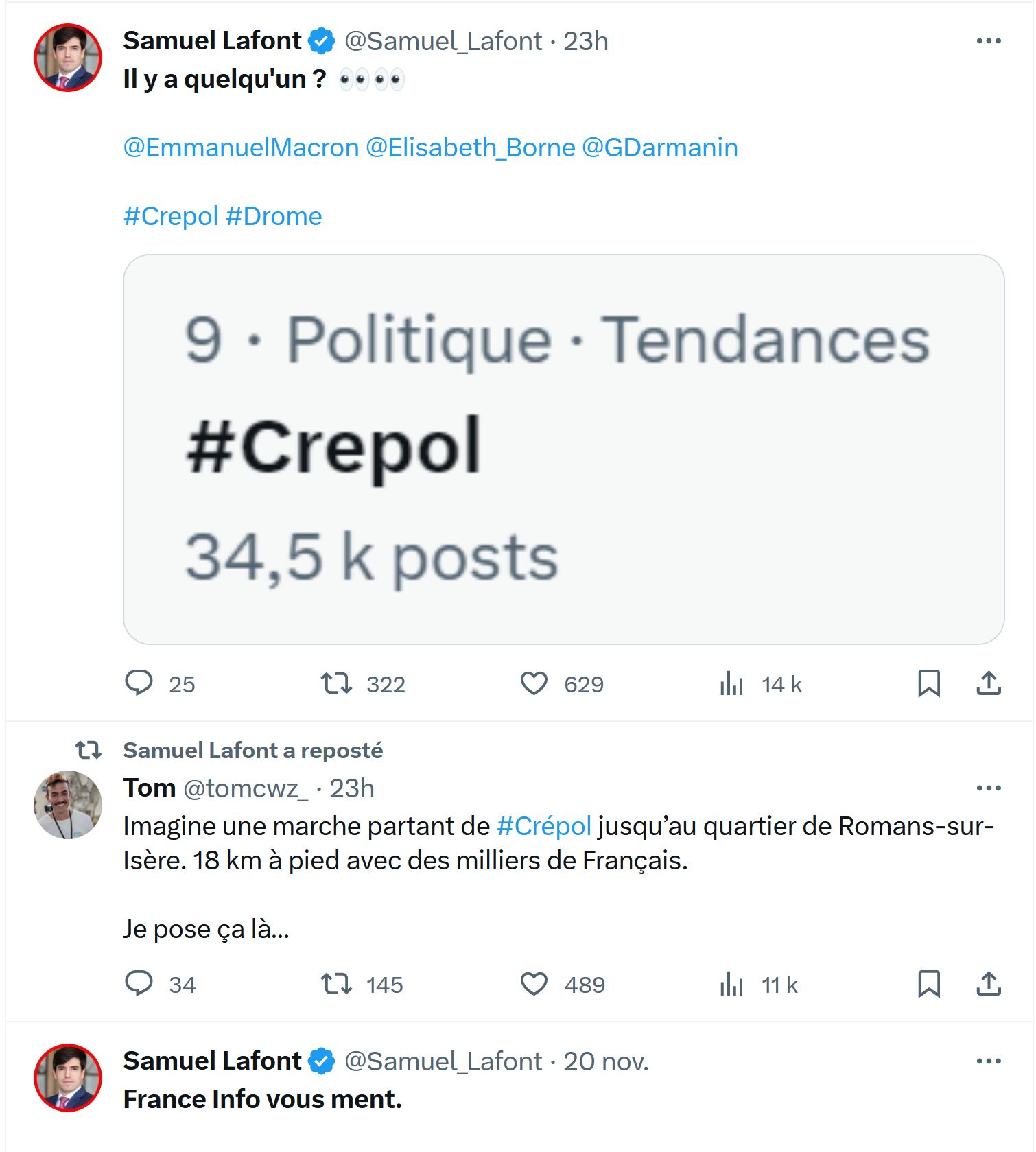 capture twitter Samuel Lafont Crépol 1